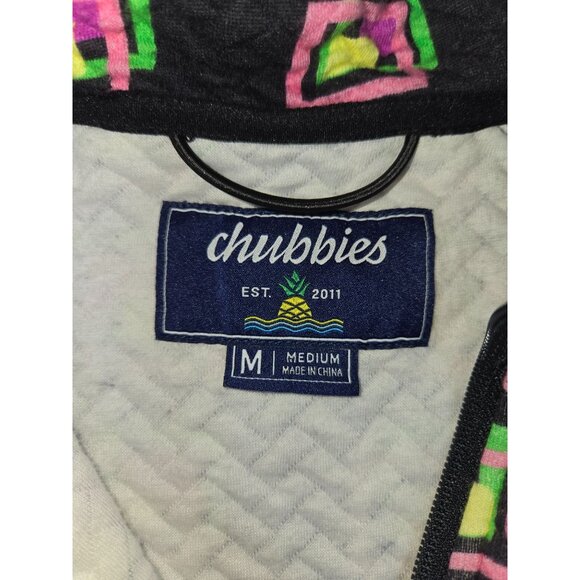 Chubbies Mens Medium Quarter-Zip Pullover Jacket Geometric Print Black - Picture 5 of 8
